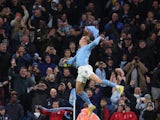 Manchester City's Erling Braut Haaland celebrates scoring against Fulham on November 5, 2022 