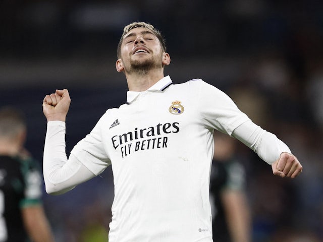 Federico Valverde celebrates Real Madrid's goal on November 2, 2022