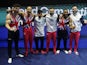 Great Britain celebrate winning men's team bronze at the World Artistic Gymnastics Championships on November 2, 2022