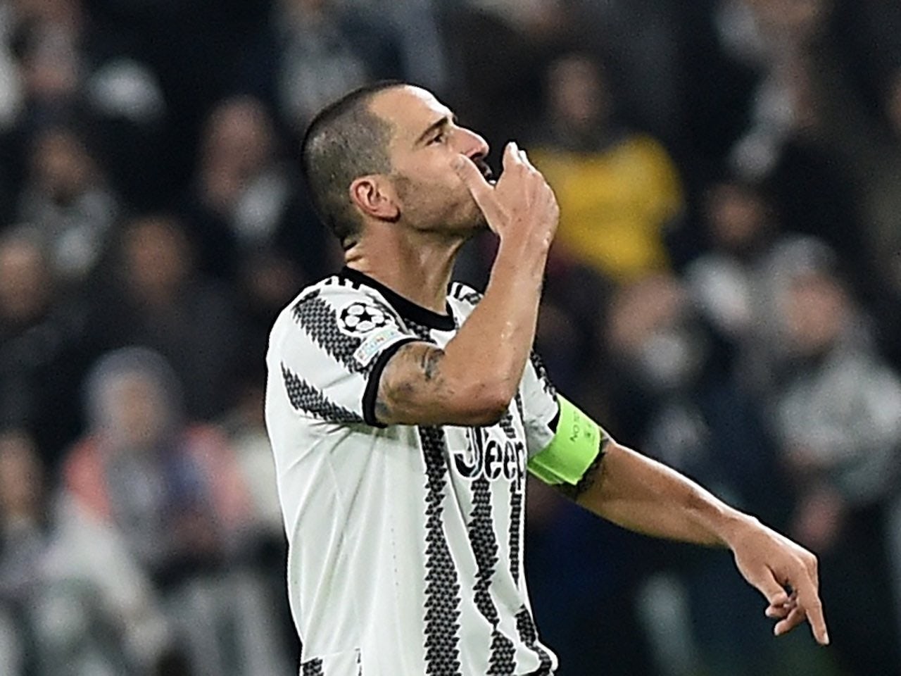 Leonardo Bonucci celebrates scoring for Juventus on November 2, 2022 ...