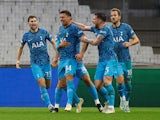 Tottenham Hotspur's Clement Lenglet celebrates scoring their first goal with teammates on November 1, 2022