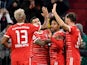 Bayern Munich's Serge Gnabry celebrates scoring their second goal with teammates on November 8, 2022