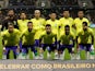 Brazil players pose for a team group photo before the match on September 23, 2022