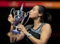 Caroline Garcia celebrates winning the WTA Finals on November 8, 2022