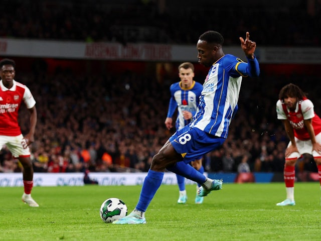 Danny Welbeck scores for Brighton & Hove Albion against Arsenal on November 9, 2022