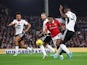 Manchester United's Anthony Martial in action with Fulham's Issa Diop on November 13, 2022