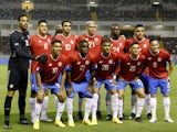 Costa Rica players pose for a team group photo before the match on November 9, 2022