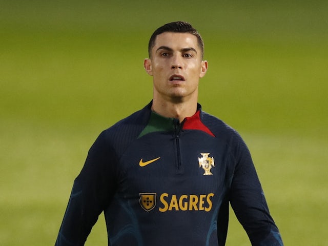 El portugués Cristiano Ronaldo durante el entrenamiento del 14 de noviembre de 2022