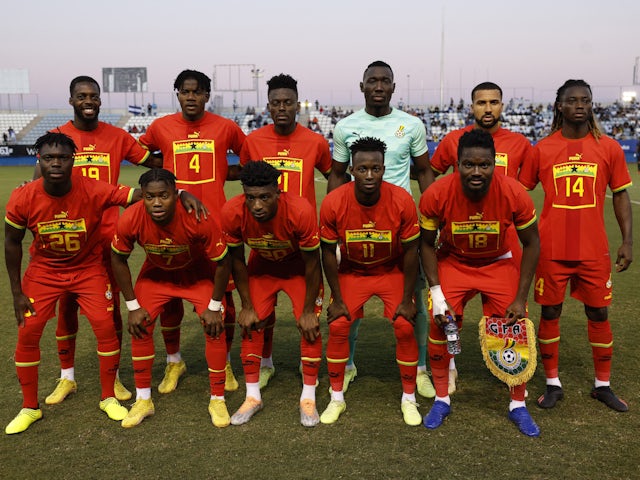 Ghana players pose for a team group photo before the match in September 2022