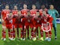 Switzerland players pose for a team group photo before the match in September 2022
