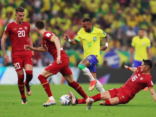 Brazil's Neymar in action against Serbia on November 24, 2022