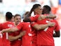 Breel Embolo celebrates scoring for Switzerland against Cameroon on November 24, 2022