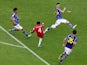 Costa Rica's Keysher Fuller scores against Japan at the World Cup on November 27, 2022
