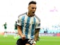 Argentina's Lautaro Martinez celebrates scoring a disallowed goal on November 22, 2022