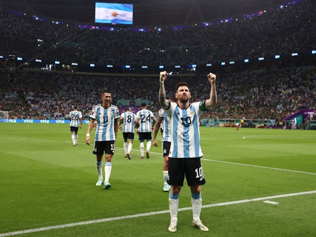 El argentino Lionel Messi celebra marcar su primer gol el 26 de noviembre de 2022