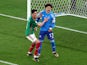 Mexico's Guillermo Ochoa celebrates after saving a penalty shot from Poland's Robert Lewandowski pictured on November 22, 2022