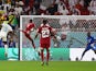 Qatar forward Mohammed Muntari scores against Senegal in their World Cup game on November 25, 2022.