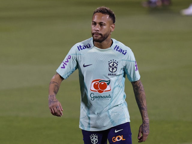 Brazil's Neymar pictured during training on November 20, 2022