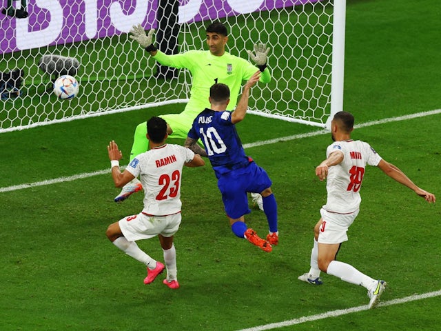 Christian Pulisic of the U.S. scores their first goal on November 29, 2022