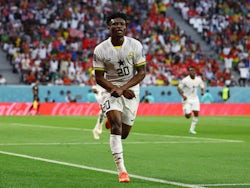 Mohammed Kudus celebrates scoring for Ghana against South Korea on November 28, 2022
