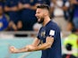 France forward Olivier Giroud celebrates scoring against Poland at the World Cup on December 4, 2022