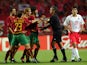 Portugal players remonstrate with the referee during their World Cup clash against South Korea in June 2002