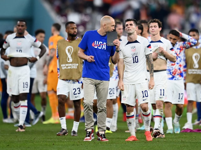 USA players pictured after their World Cup defeat to the Netherlands on December 3, 2022