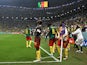 Cameroon's Vincent Aboubakar celebrates scoring their first goal on December 2, 2022
