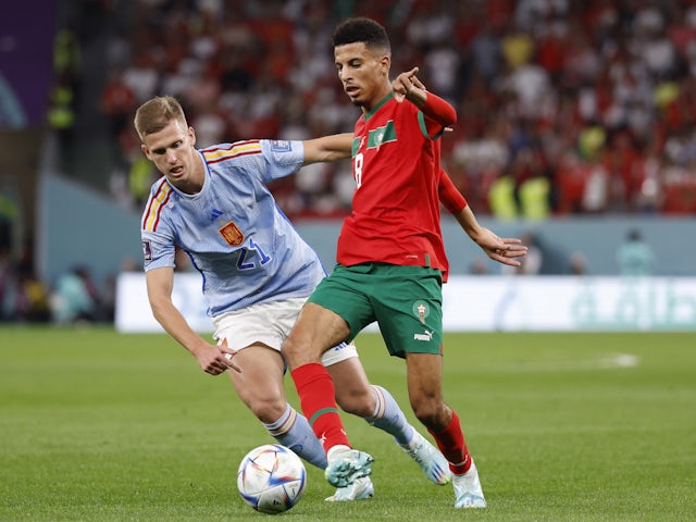 Morocco midfielder Azzedine Ounahi in action against Spain at the World Cup on December 6, 2022.