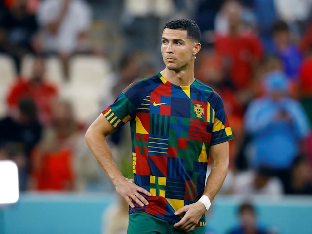 Portugal's Cristiano Ronaldo during the warm up before the match on December 6, 2022