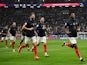 France's Aurelien Tchouameni celebrates scoring against England at the World Cup on December 10, 2022