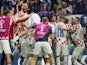 Croatia players celebrate qualifying for the quarter-finals of the World Cup on December 5, 2022