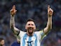 Lionel Messi celebrates as Argentina progress to the semi finals on December 9, 2022