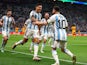 Nahuel Molina celebrates scoring for Argentina against the Netherlands on December 9, 2022