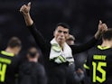 Sporting Lisbon's Pedro Porro reacts after the match on October 26, 2022