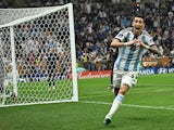 Argentina's Angel Di Maria celebrates scoring their second goal  on December 18, 2022
