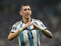 Argentina's Angel Di Maria celebrates scoring their second goal on December 18, 2022
