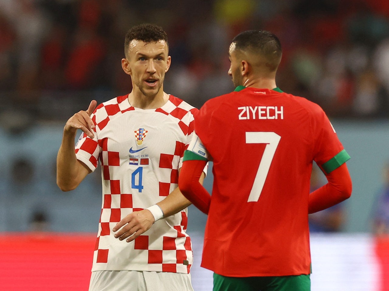 Croatia's Ivan Perisic Pictured With Morocco's Hakim Ziyech At The ...