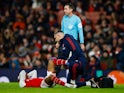 Reiss Nelson goes down injured for Arsenal on December 17, 2022