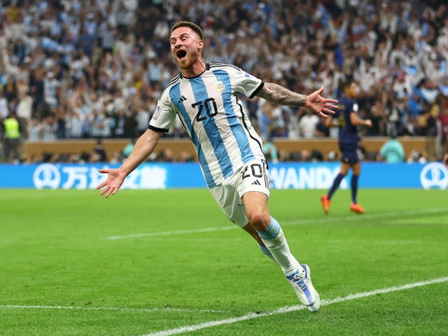 Argentine Alexis Mac Allister celebrates after scoring his second goal on December 18, 2022