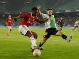 Real Betis defender Alex Moreno in action against Manchester United in a friendly in December 2022.