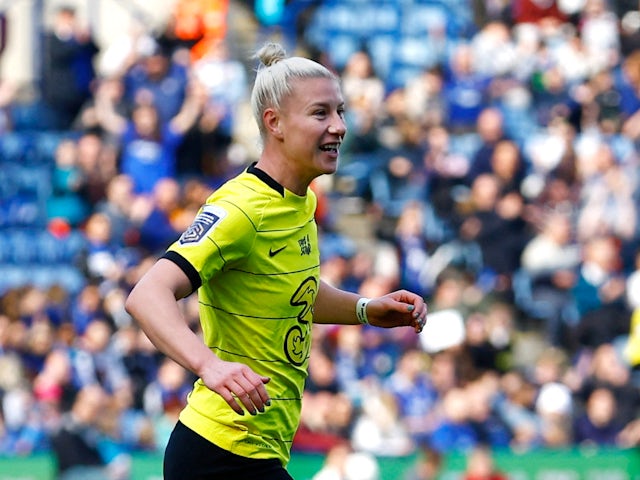 Bethany England celebrates scoring for Chelsea in March 2022