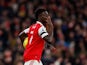 Bukayo Saka celebrates scoring for Arsenal on December 26, 2022