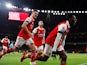 Eddie Nketiah celebrates scoring for Arsenal on December 26, 2022