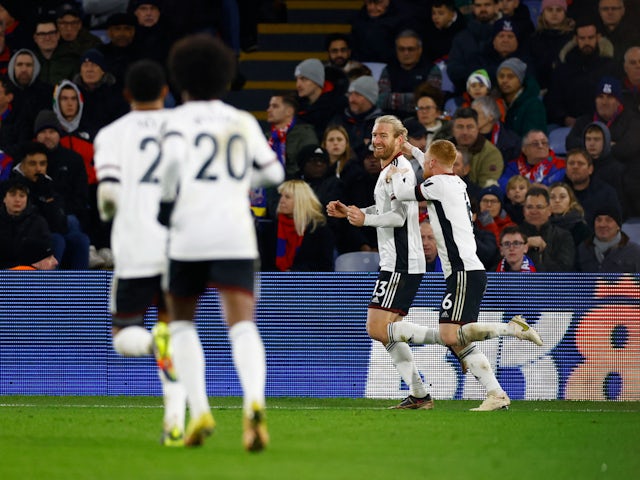 Tim Ream celebrates scoring for Fulham against Crystal Palace on December 26, 2022
