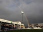 General view as a rainbow is seen over Hartlepool United's Victoria Park during the match on January 8, 2023