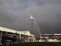 General view as a rainbow is seen over Hartlepool United's Victoria Park during the match on January 8, 2023