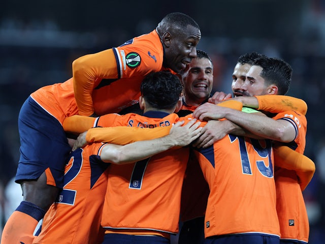 Istanbul Basaksehir players celebrate after the match on November 3, 2022