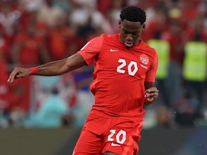 Jonathan David in action for Canada at the 2022 World Cup on December 1, 2022