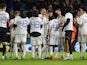 Leeds United players wear shirts reading Mateusz Klich as they form a guard of honour for him after the match on January 4, 2022